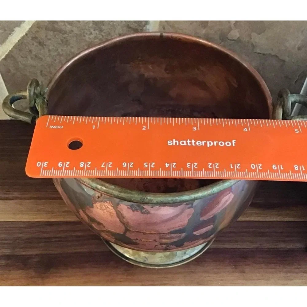 Vintage Holland Copper Brass Miniature Cauldron Pot Set 4.5